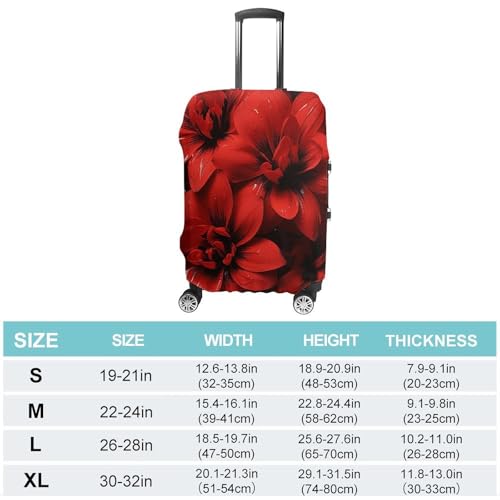 Travel Luggage Cover Elastic Suitcase Protector Anti-Scratch Washable Red Flower On Black Luggage Sleeve Tsa Approved Carry on Covers Baggage Cover Fits 18-32 Inch Luggages2