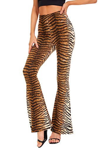 Womens Leopard & Snake Flare Animal Print Flared Bell Bottom Pants Wide Leg Pants3