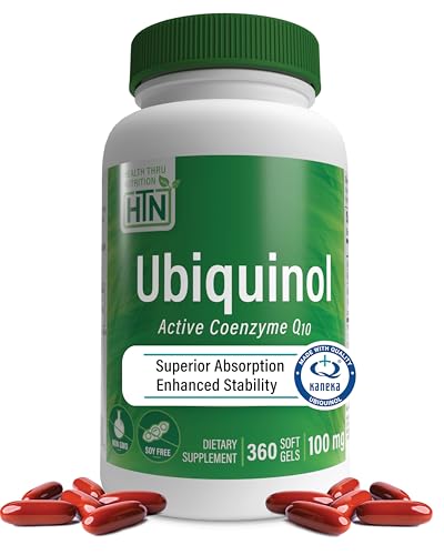 Image of Health Thru Nutrition Ubiquinol 100mg 360 Softgels as Kaneka QH Reduced CoQ-10 | Stabilized - 3rd Party Tested | Enhanced Bioavailability | Cardiovascular & Mitochondria Function Support | Non-GMO