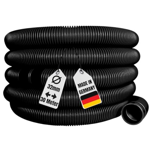AquaOne Poolschlauch 32mm 30 Meter 1 1/4' Hochwertiger Pool Schlauch in schwarz für Garten & Schwimmbad Solarschlauch Schwimmbadschlauch Saugschlauch Pumpenschlauch