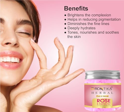 Image of Herbal Rose Multipurpose Gel for Skin & Hair | Made with Hyaluronic Acid, Hibiscus, Aloe Vera and Rose | Provides Hydration & Calms Skin | Vegan & Cruelty Free, 200 gm (Pack