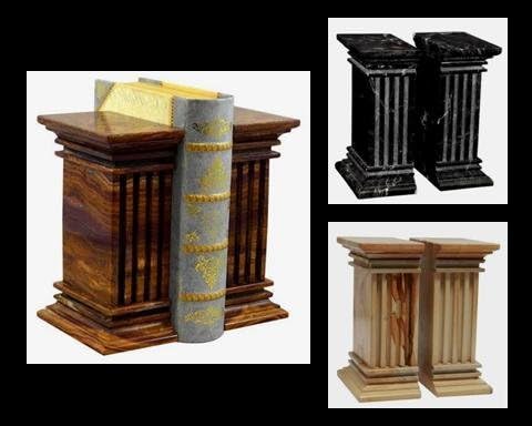 Decorative Black Marble Bookends, Heavy Stone Bookends for Office - Extra Large