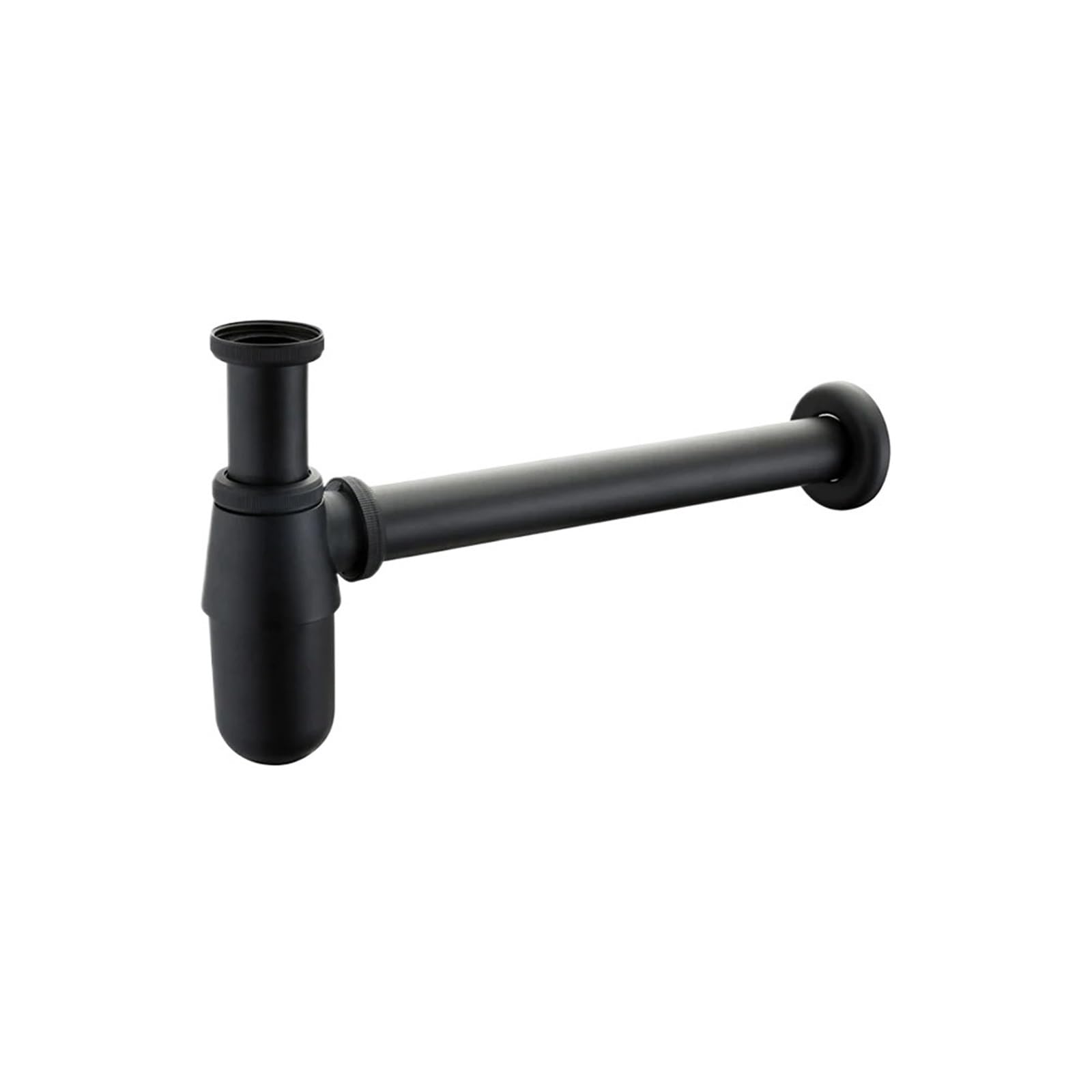 Siphon mural en laiton massif de style ancien, siphon P avec bonde escamotable for lavabo et tuyau plomberie(Brushed Bronze)