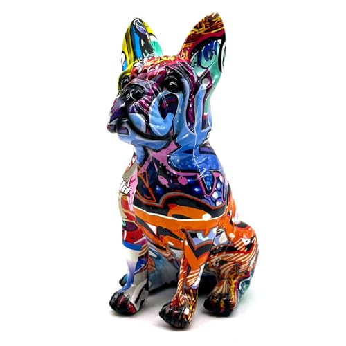 Escultura de bulldog francés colorida en resina 8 pulgadas miniatura 2