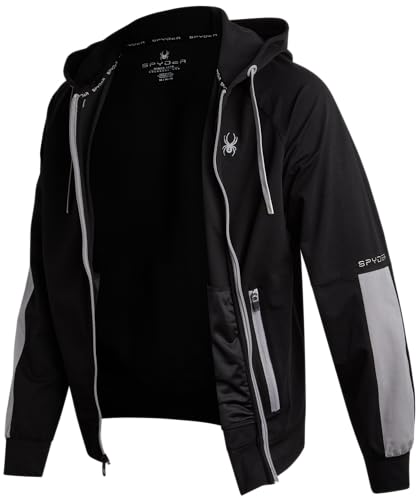 Spyder Active Mens Zip Up Hoodie - Athletic Tech Double Knit Full Zip Up Hoodies for Men Workout Gym with Side Pockets (S-XL)3