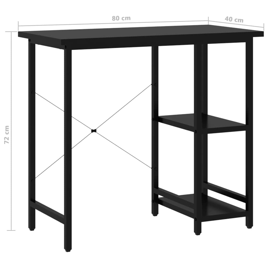 Computertisch Schwarz 80x40x72 cm MDF und Metall, platzsparend mit Kabelmanagement, ergonomisch für Homeoffice und Arbeitszimmer, vielseitig nutzbar als Arbeitstisch oder Gaming Schreibtisch