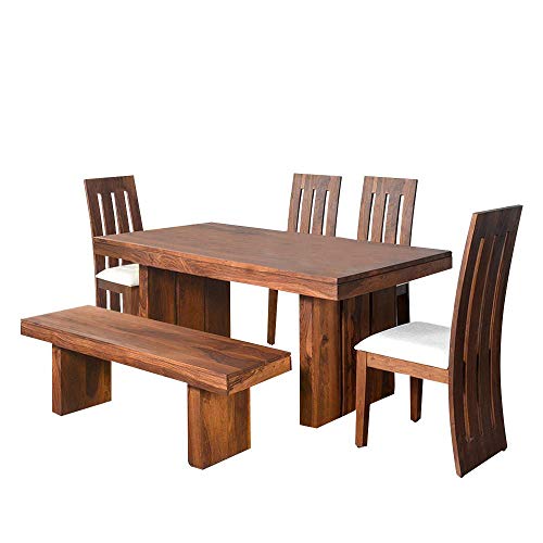 Image of Wood Delmonte Six Seater Dining Table Set (Brown), 90 cm, 178 cm, 78 cm