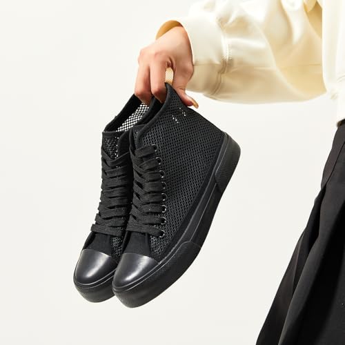 Image of hash bubbie High Top Canvas Sneakers Fashion Walking Shoes | high tops non slip on walking breathable casual comfortable lace up tennis shoes