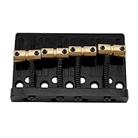 Fits for Squier Precision bass, Jazz bass and other similar style 4-string electric bass Total string spacing: 19x3mm=57mm (2-1/4 inch), 5 mounting screw holes spacing: 17.5x4mm=70mm (2-3/4 inch) Authentic barrel style brass saddles mounted on the st...