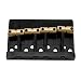 Musiclily Pro 19mm 4-String Bass Hardtail Bridge with Brass Saddles and Steel Plate, Black