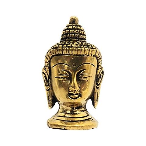 athizay Buddha Head Table Decor Statue Brass Metal Antique Gold Figurines showpiece for Living Room or Entrance Foyer or Office Reception Decoration (Art Deco Buddha Head 6 cm) Cover