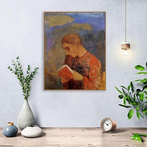 Poster Célèbre Impression sur Toile Odilon Redon avec Cadre en Teck Noble - 3