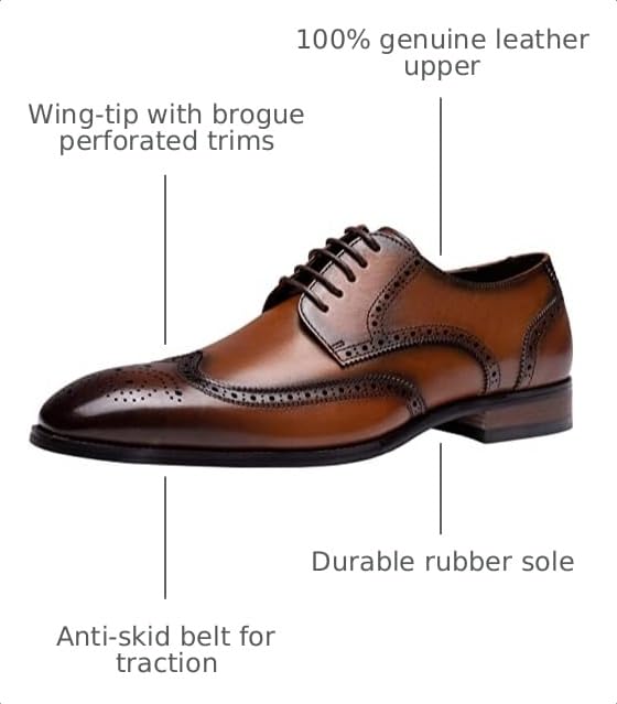 Image of Jousen Men's Dress Shoes Leather Classic Formal Mens Oxfords Retro Derby Oxford