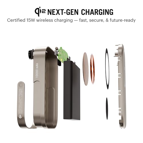 Image of DailyObjects Loop Qi2 Certified 10000 Mah Mag-Safe Compatible Aluminium Wireless Power Bank|Fast Charging| Compatible with Samsung /OnePlus /iPhone 12 /13 /14 /15 /16 /Pro Max|Pocket Size (Titanium)