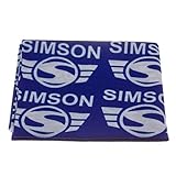simpson motorradhelm Halstuch Schal Schlauchtuch, Multifunktionstuch, Halstuch im Polybeutel - Motiv: SIMSON-Markenlogo - Aufdruck weiß, Hintergrund blau