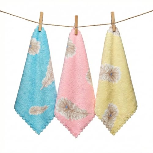 Image of QURIPE 10 Pack Kitchen Cloth Dish Towels, Microfiber Cleaning Cloth Double-Sided Dish Drying Towel Reusable for House Furniture Table Kitchen Dish Window Glasses (Leaf)