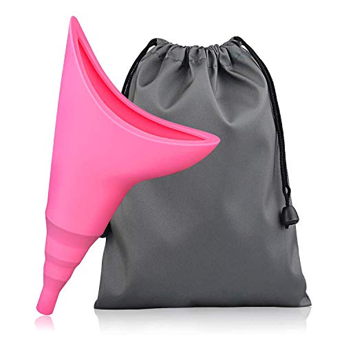 Joycuffe Female Urination Device, Reusable Silicone Female Urinal for Women Standing Up to Pee Female Urinal Silicone Funnel Urine Cups Funnel Reusable Women, Outdoor, Activities, Camping (Pink)