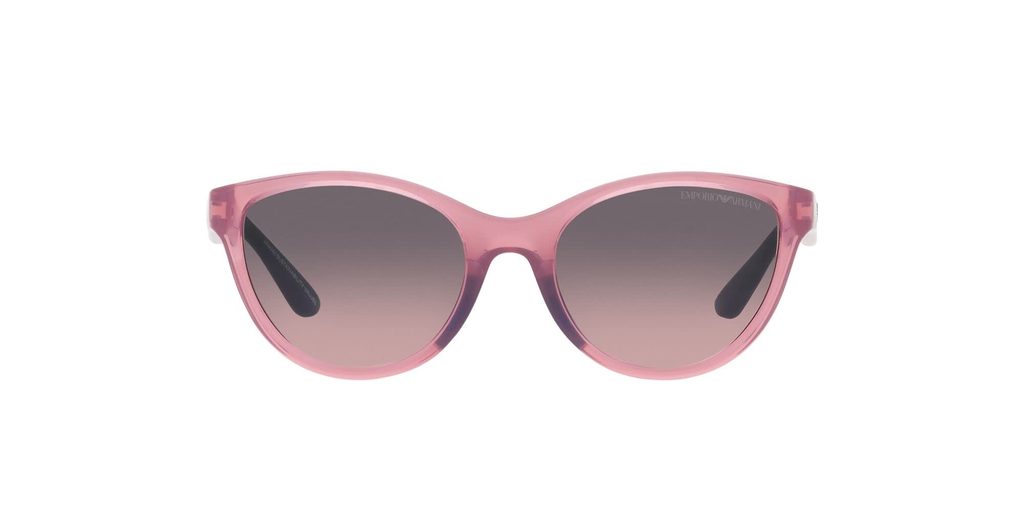 Photo 1 of Emporio Armani Girls' Ek4003f Low Bridge Fit Cat Eye Sunglasses Shiny Transparent Lilac/Pink Gradient Grey 48 Millimeters