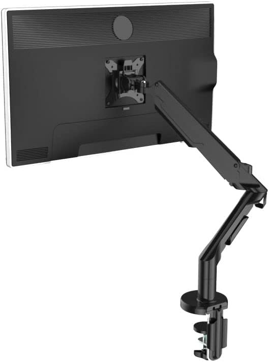 Monitor arm extended to its full range of motion, holding a monitor.