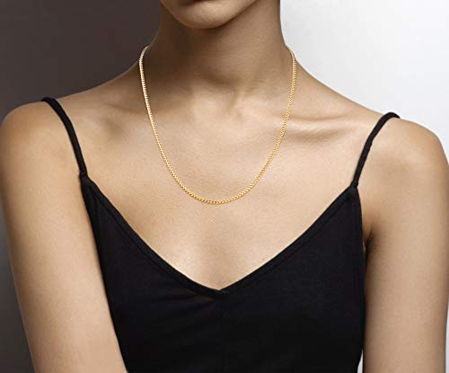 Miabella Solid 925 Sterling Silver, 18Kt Gold Plated Italian 2.5mm Franco Square Box Link Chain Necklace for Men, Made in Italy4