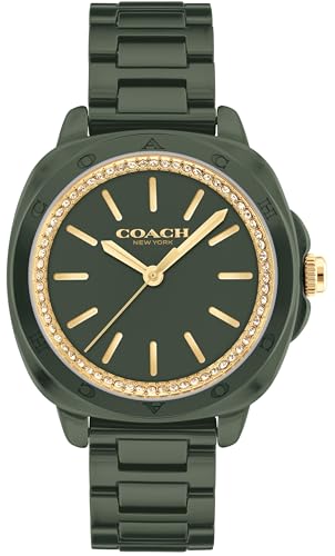 Image of Coach Kitt Qtz Basic Green Color Tonneau Dial Women's Watch | Green Ceramic Material | Bracelet Watch - 14504404