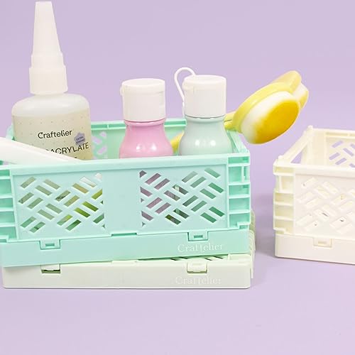 Image of Craftelier - Box for Organisation and Storage of Craft Materials | Foldable and Stackable Design | Small Size - Open Box Measures 13,5 x 9,5 x 9,5 x 5,5 cm - Colour White