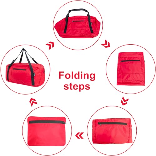 Image of HOLYLUCK Foldable Travel Duffel Bag For Women & Men Luggage Great for Gym -55L, Red