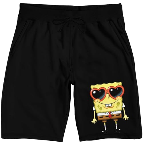 Spongebob Squarepants Heart-Shaped Sunglasses Adult Black Sleep Pajama Shorts