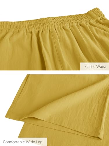Image of ECUPPER Womens Cotton Cropped Pants Loose Fit Wide Leg Trousers | Casual, Plus Size, Elastic Waist, Capri, 100% Cotton, Slant Pockets, High Rise Waist, Lounge Pants