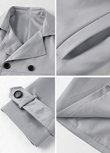 image for Gafeng Men's Trench Coat Slim fit Double Breasted Belted Windbreaker L