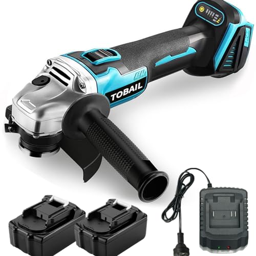 18V Cordless Angle Grinder, 125mm Power Angle Grinder Tools with 2PCS 3.0Ah Batteries, 10000RPM Brushless Electric Battery Grinder, Cordless Grinder for Metal Cutting,Grinding