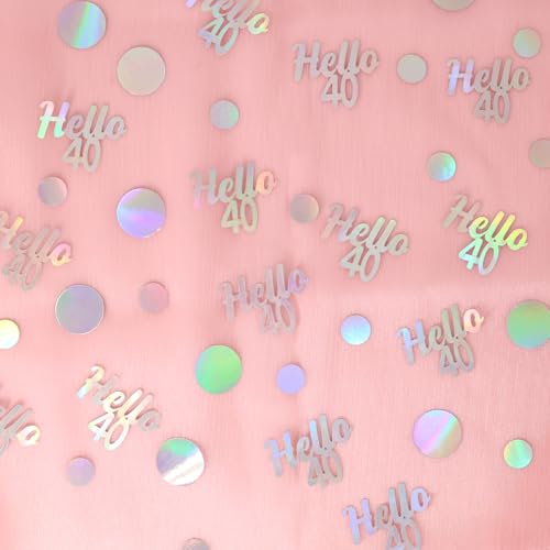 Image of 40th Birthday Confetti for Table Iridescent Birthday Party Decorations for Her Circle Dots Hello 40 Women Forty Years Old Birthday Table Scatters Decor Anniversary Party Supplies 300PC
