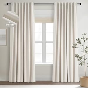 Topfinel Cream Linen Blackout Curta...