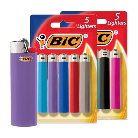 BIC Classic Lighters, Pocket Style, Lighter for Candles, Assorted Colors (Packaging May Vary), 10-Count Pack Cover
