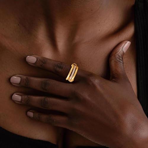 Gold Stackable Rings for Women Non Tarnish, 18K Gold Plated CZ Cubic Zircon Mixed Metals Multi Stack Rings Set Gold Jewelry4