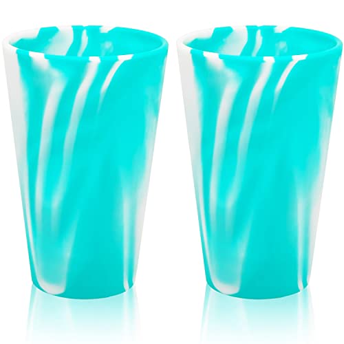 Silikon-Pint-Glas, Silikon-Weingläser, unzerbrechliche Silikonbecher, Silikon-Biergläser, bruchsichere Pint-Gläser, 473 ml Silikonbecher für Partys, Strände, Outdoor, 4er-Pack (Mintgrün) Cover