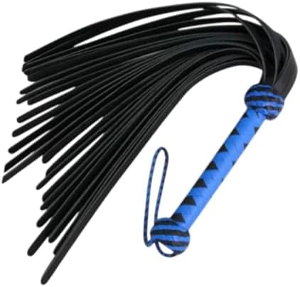 Leather Pro Impact Real Leather Flogger Handmade BDSM Slapper Whip | Leather Sex Toys Bondage Whips Horse Riding Crop (Blue & Black) — view 3