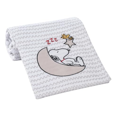 Image of Snoopy Love Soft White /Taupe Fleece Baby Blanket w / Applique