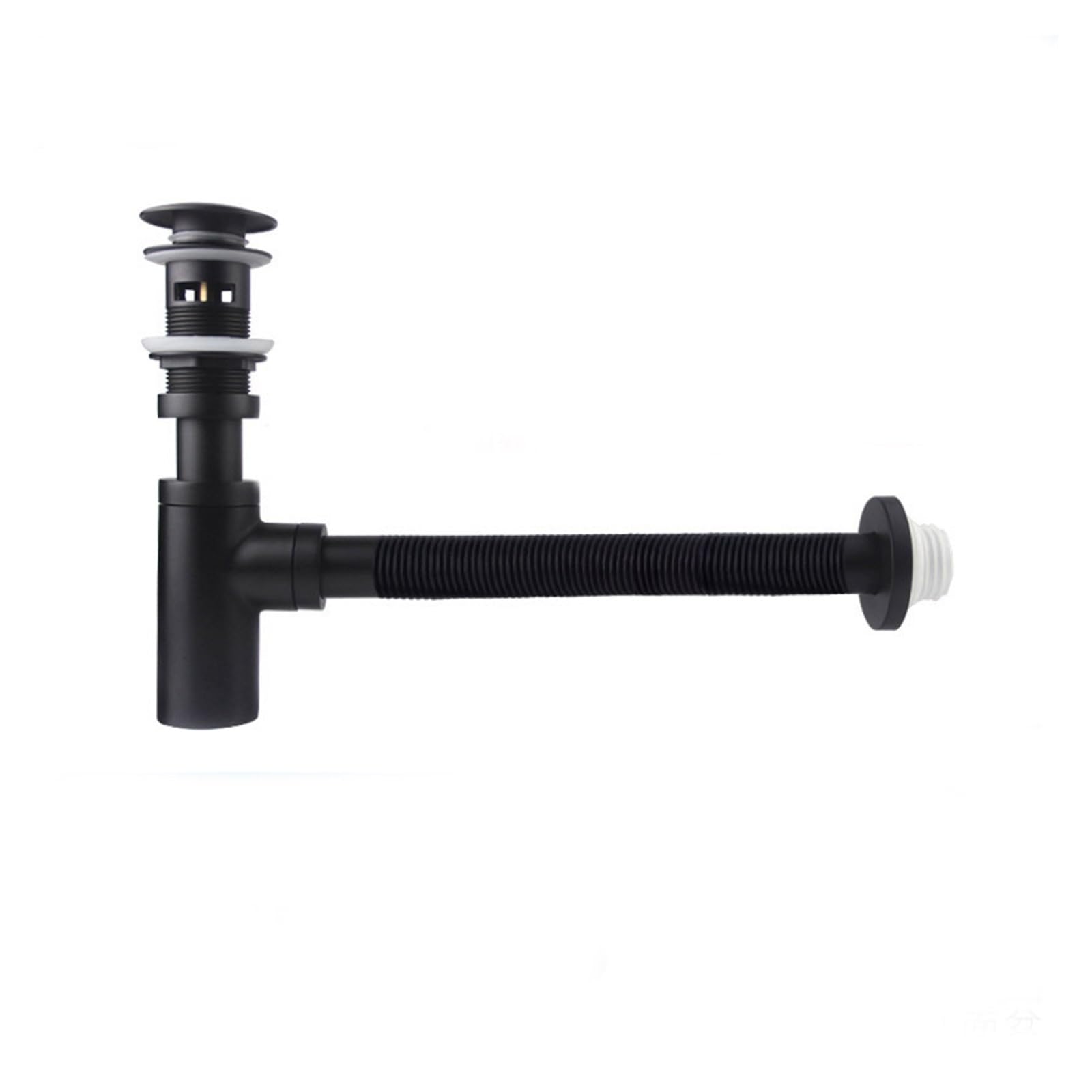 Lavabo sifónico Pipe Basin Bottle Trap Brass Bathroom Sink Siphon Drains With Pop Up Drain Black Or Chrome P-TRAP Waste(Black with hole)