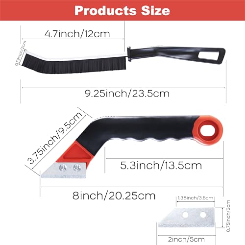 Grout Removal Tool Kit - 2 Scrapers, 6 Blades & 2 Cleaning Brushes for Tile Grout Cleaning, Grout Scraper Tool for Bathroom, Kitchen, Floor Tiles - Durable & Easy to Use - Image 3