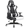 Homall Gaming Chair Office Chair High Back Computer Chair Leather Desk Chair Racing Executive Ergonomic Adjustable Swivel Task Chair with Headrest and Lumbar Support (White)
