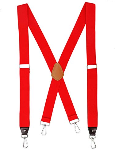 Romanlin Suspenders for Men with Hooks on Belt Loops Heavy Duty Big and Tall X Back Work Braces
