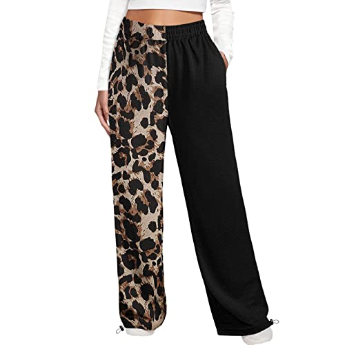 Calça de ioga feminina atlética com bolsos, estampada, ajuste na cintura, calça jogger, calça alta,