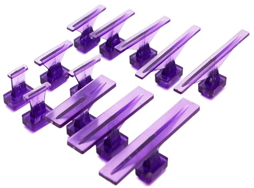 Image of 28Pc Dent Puller Glue Tabs, Car Body Dent Removal Pulling Hail Tabs | PDR Dent Hail Tabs, Paintless, ABS, Reusable, For Metal Body, Flat /Mild Curve, Small-Med Dents, Alcohol Release, Purple