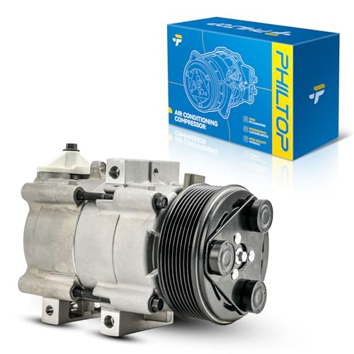 Image of PHILTOP 58149 AC Compressor with Clutch Fit for Ford E-150 /E-250 /E-350 Econoline, E-350 Super Duty, E-450 Econoline Super Duty, Expedition, Navigator, Air Conditioning Compressor