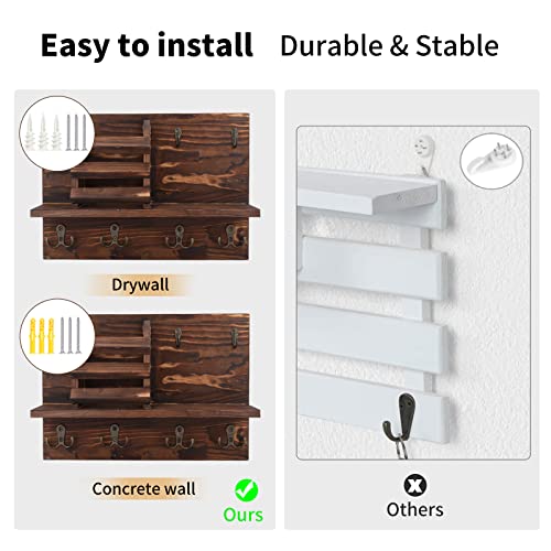 Retro Key And Mail Holder For Wall Decorative With 7 Hooks Mail Organizer Sorter Wall Mount Key Hangers For Wall Decor Letter Holder Key Rack Organizer For Entryway Hallway Farmhouse(15.6"X9.8"X3.7") #TOP4