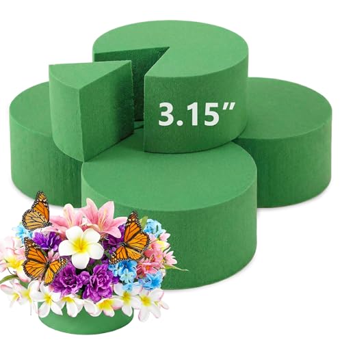 Pack of 4 Round Floral Foam Dry and Wet Green Flower Foam for Flower Arrangements Supplies Floral Foam Blocks for Fresh and Artificial Flowers Green Florist Foam Styrofoam (3.15 Inch)