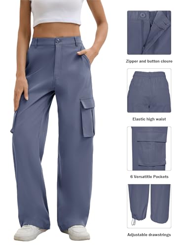 Gracyoga Cargo Pants for Women High Waisted Wide Leg Casual Pants Y2k Streetwear Trousers with 6 Pockets4