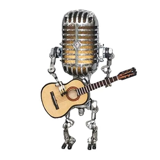 J- Lámpara de Mesa con Robot de micrófono Creativo, Lámpara Robot de micrófono, Brillo Ajustable para la decoración del hogar del Escritorio del Dormitorio, lámpara de Robot de micrófono