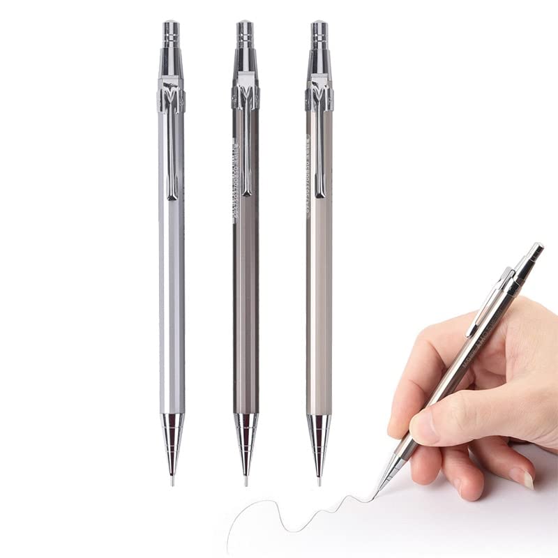 1 Stück silberner Metall-Druckbleistift 0,5 mm 0,7 mm, Minen für Schüler, Zeichen- und Schreibbedarf (0,7 mm) (0,7 mm)